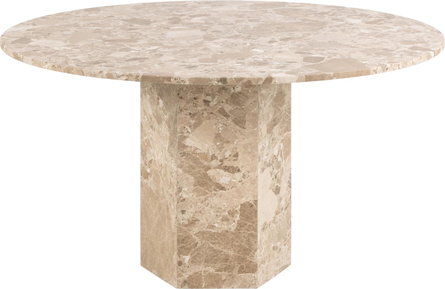 Rundt spisebord Signature Urmala marmor Ø130 x H75 cm mat lattebrun Rundt spisebord Signature Urmala marmor Ø130 x H75 cm mat lattebrun