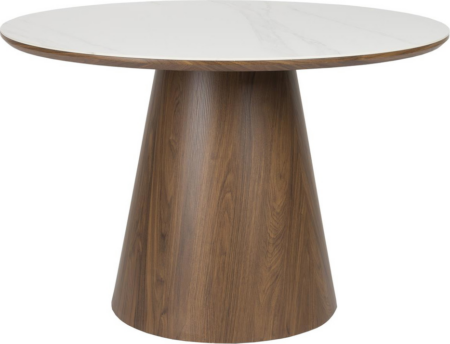 Rundt spisebord Studio White Almira Ø115 MDF mørk natur marmorlook