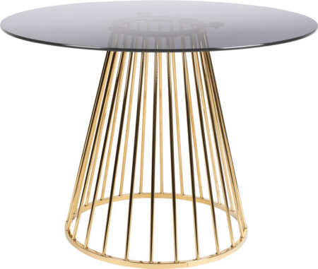 Rundt spisebord Studio White Floris Ø104 H75 Glasbord guldmetalstel