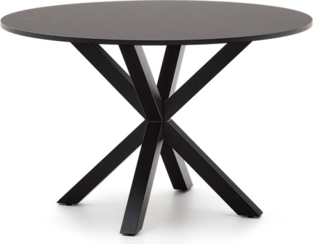 Rundt spisebord til 6 personer Kave Home Argo Ø120 cm H74,5 cm sort MDF & stål
