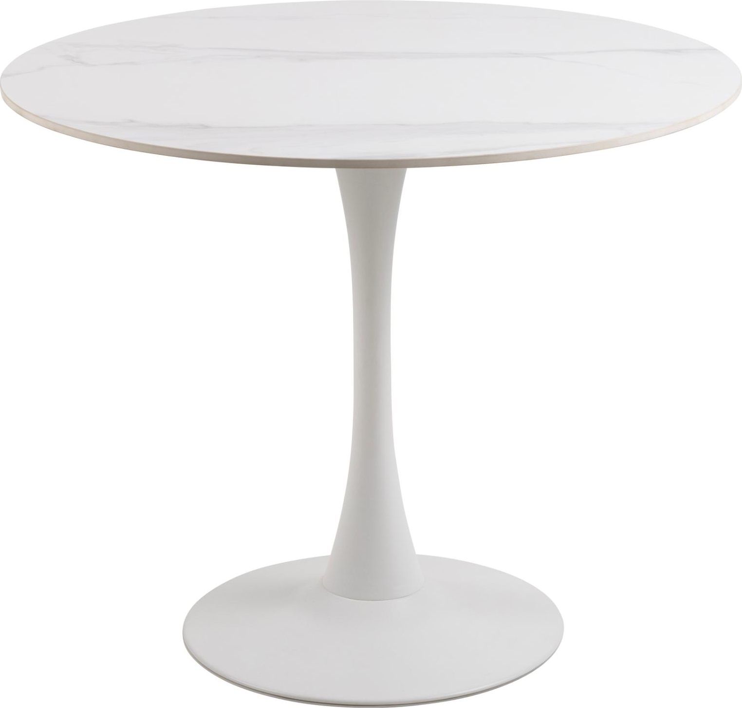 Signature Kalina rundt spisebord Ø90 cm hvid Unico ru keramik trompetfod stål Signature Kalina rundt spisebord Ø90 cm hvid Unico ru keramik trompetfod stål