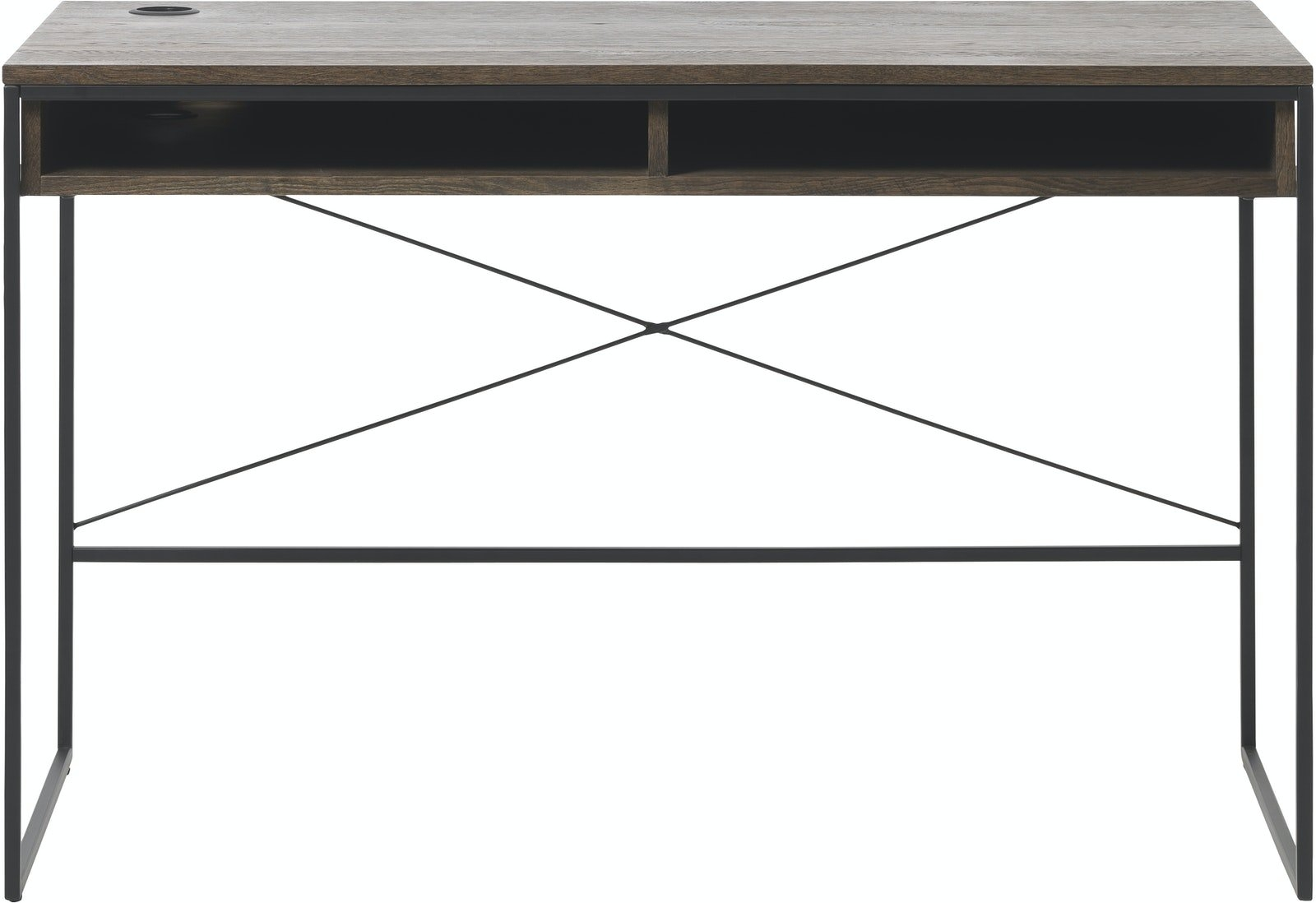 Skrivebord / arbejdsbord Nordique Design Rivoli - røget eg bordplade, sort metalstel, 120x60 cm Skrivebord / arbejdsbord Nordique Design Rivoli - røget eg bordplade, sort metalstel, 120x60 cm