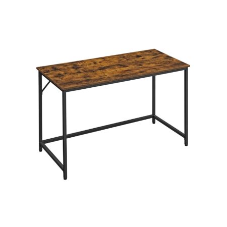 Skrivebord i industriel stil - 120 × 60 × 75 cm, rustik brun/sort stål, let montering