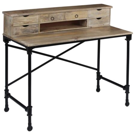 Skrivebord i massivt mangotræ og stål - 110 × 50 × 96 cm