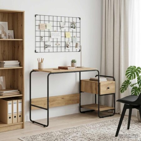 Skrivebord med opbevaring i artisan-eg 131,5 x 50 x 75,5 cm