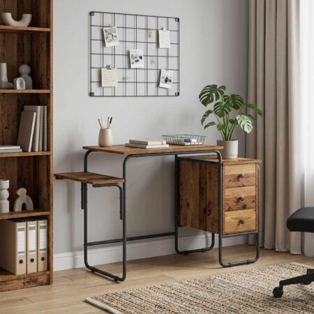 Skrivebord med opbevaring i egetræ 120 x 50 x 75 cm