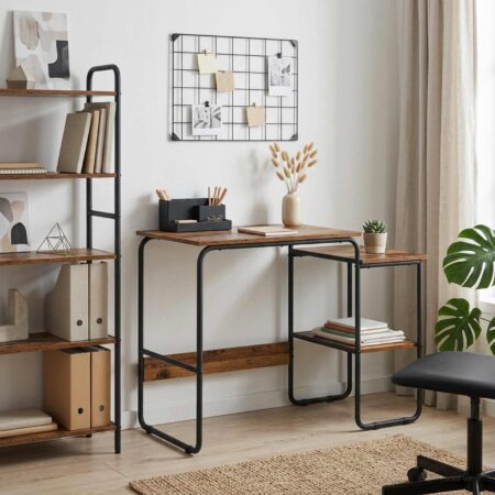 Skrivebord med opbevaring i egetræslook 100 x 50 x 75 cm