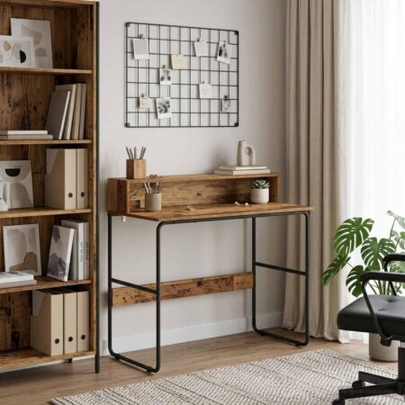Skrivebord med opbevaring i gammelt træ 100 x 50 x 91 cm