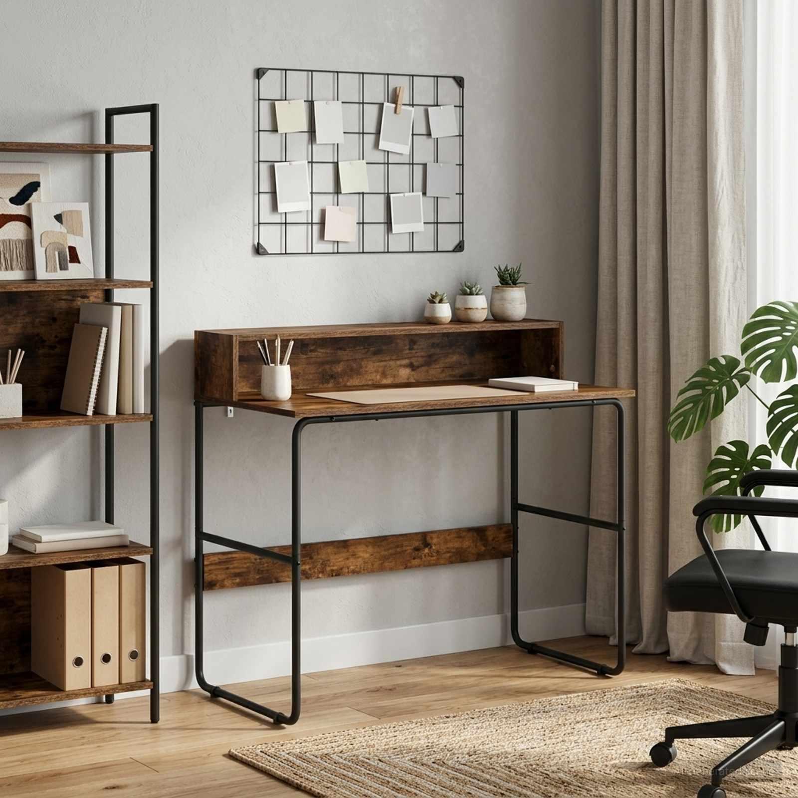 Skrivebord med opbevaring i røget eg 100 x 50 x 91 cm Skrivebord med opbevaring i røget eg 100 x 50 x 91 cm