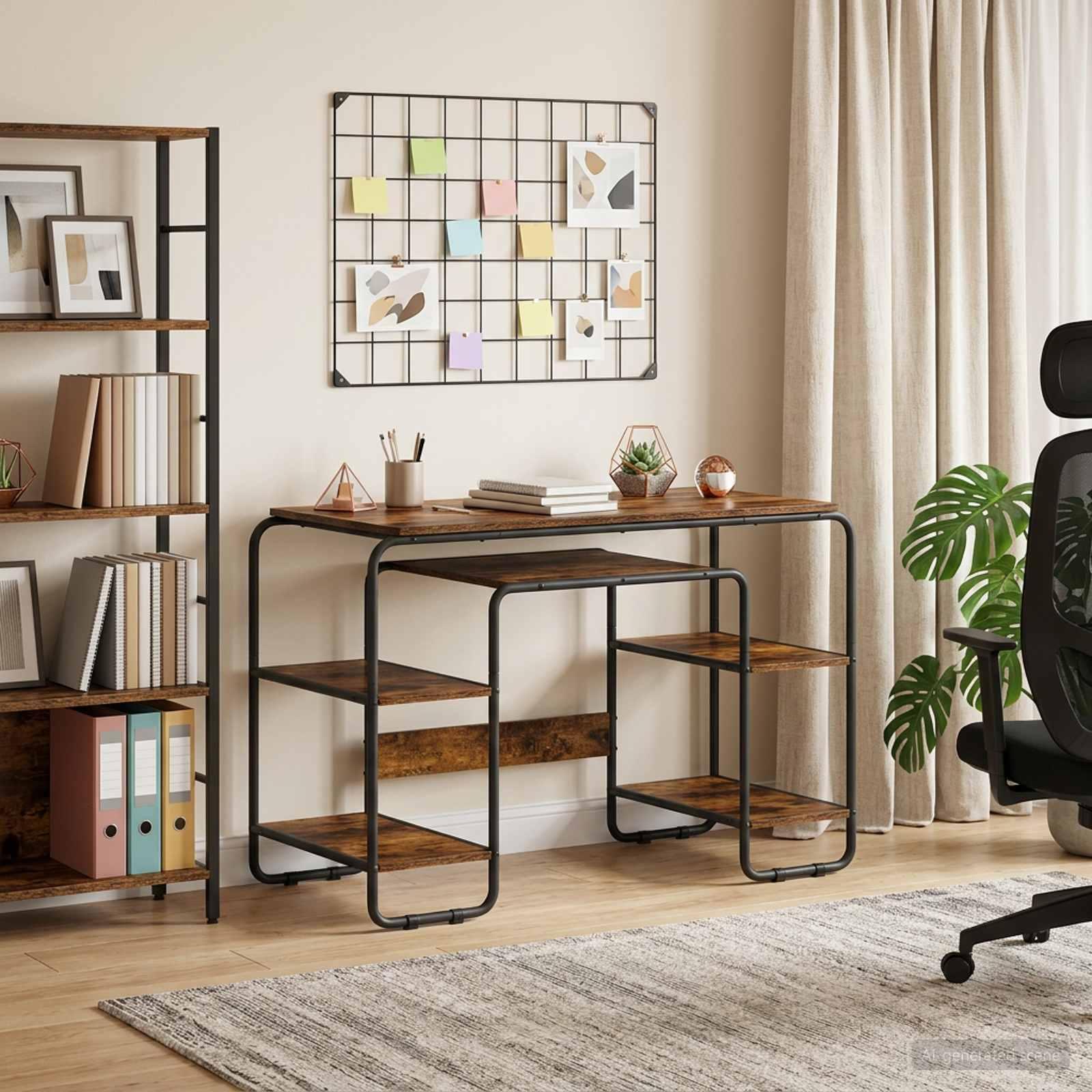 Skrivebord med opbevaring i røget eg 113,5 x 52 x 75,5 cm Skrivebord med opbevaring i røget eg 113,5 x 52 x 75,5 cm