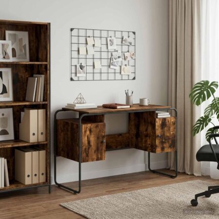 Skrivebord med opbevaring i røget eg 120 x 50,5 x 75,5 cm