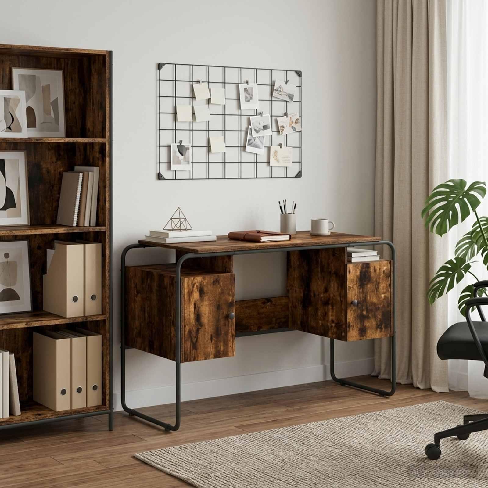 Skrivebord med opbevaring i røget eg 120 x 50,5 x 75,5 cm Skrivebord med opbevaring i røget eg 120 x 50,5 x 75,5 cm