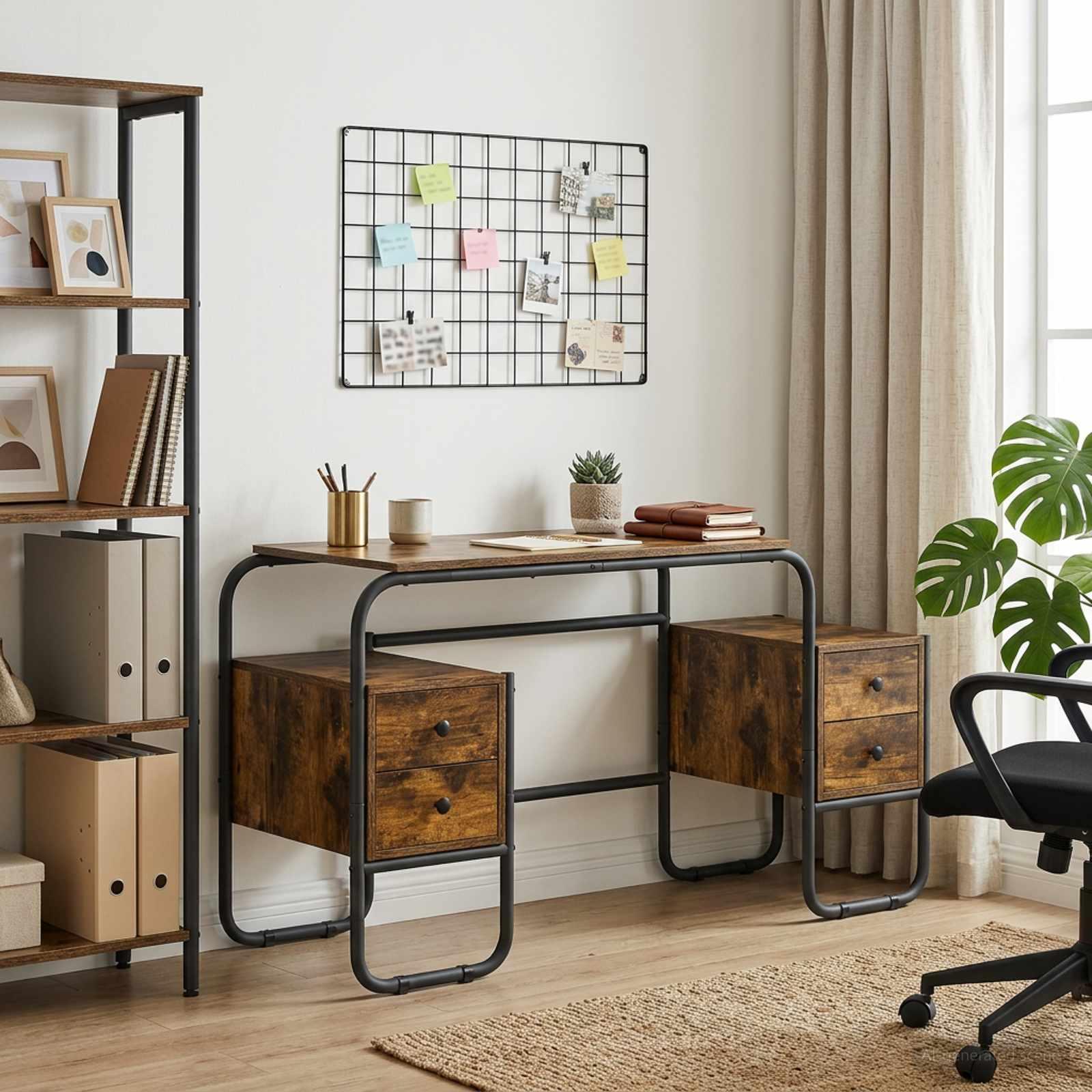 Skrivebord med opbevaring i røget eg 145 x 50 x 75 cm Skrivebord med opbevaring i røget eg 145 x 50 x 75 cm