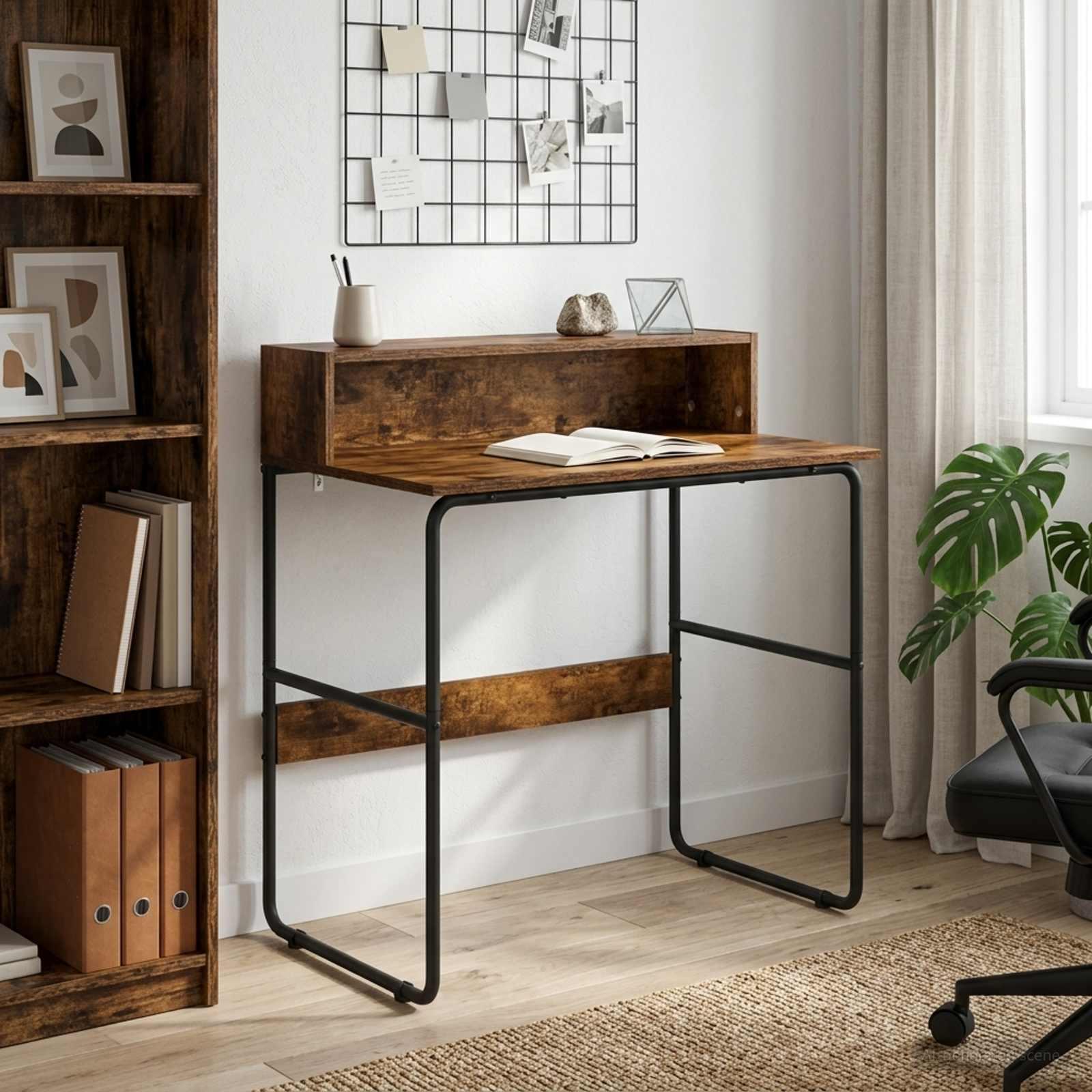 Skrivebord med opbevaring i røget eg 80 x 50 x 91 cm Skrivebord med opbevaring i røget eg 80 x 50 x 91 cm