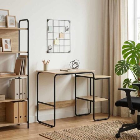 Skrivebord med opbevaring i sonoma-eg 100 x 50 x 75 cm