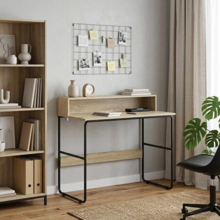 Skrivebord med opbevaring i sonoma-eg 100 x 50 x 91 cm
