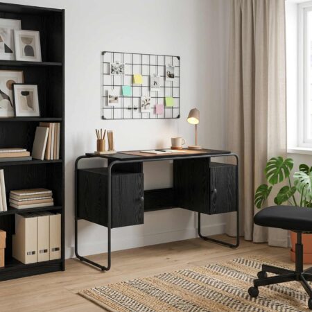 Skrivebord med opbevaring i sort eg 120 x 50,5 x 75,5 cm