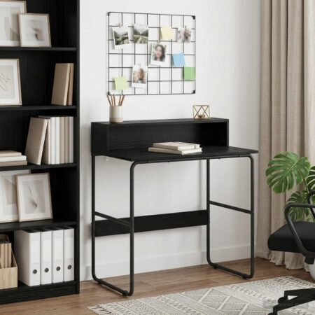 Skrivebord med opbevaring i sort eg 80 x 50 x 91 cm