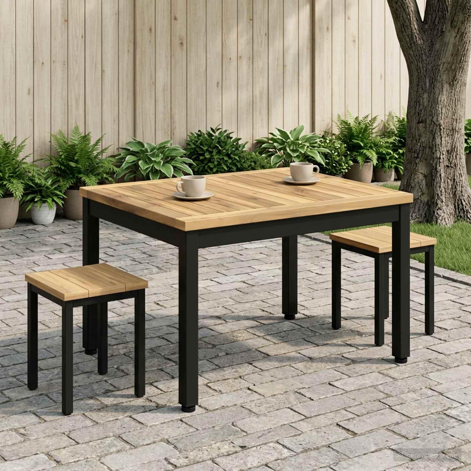 Sofabord hvid og sort 50 x 60,5 x 36 cm i massivt akacietræ Sofabord hvid og sort 50 x 60,5 x 36 cm i massivt akacietræ