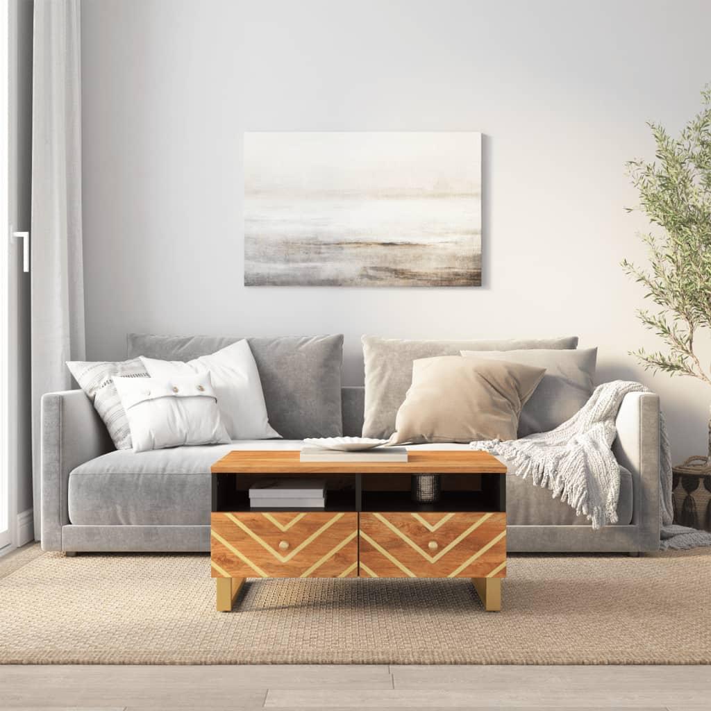 Sofabord i massivt mangotræ - brun/sort, 80 × 54 × 40 cm Sofabord i massivt mangotræ - brun/sort, 80 × 54 × 40 cm