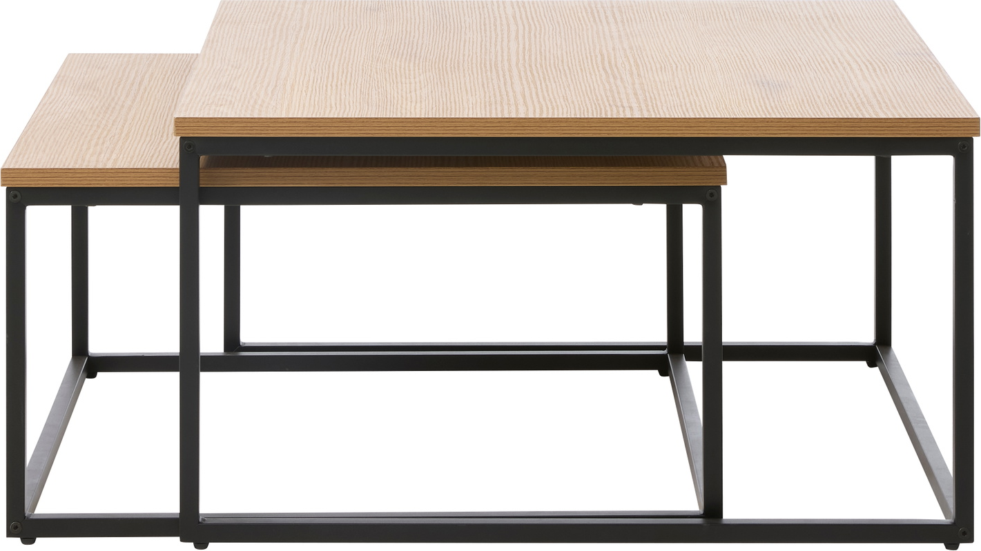 Sofabord indskudsbord Nordique Design CESURA, natur/sort, MDF bordplade og metalben, H40 cm, B68 - 75 x D68 - 75 cm Sofabord indskudsbord Nordique Design CESURA, natur/sort, MDF bordplade og metalben, H40 cm, B68 - 75 x D68 - 75 cm