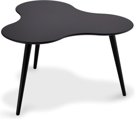 Sofabord/kaffebord Raymond & Hallmark Blackford, sort MDF, afrundet ujævn bordplade, 80x80 cm, H43