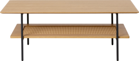 Sofabord/loungebord Nordique Design PENSACOLA, MDF bordplade og metalben, natur/sort, 110x55x40 cm