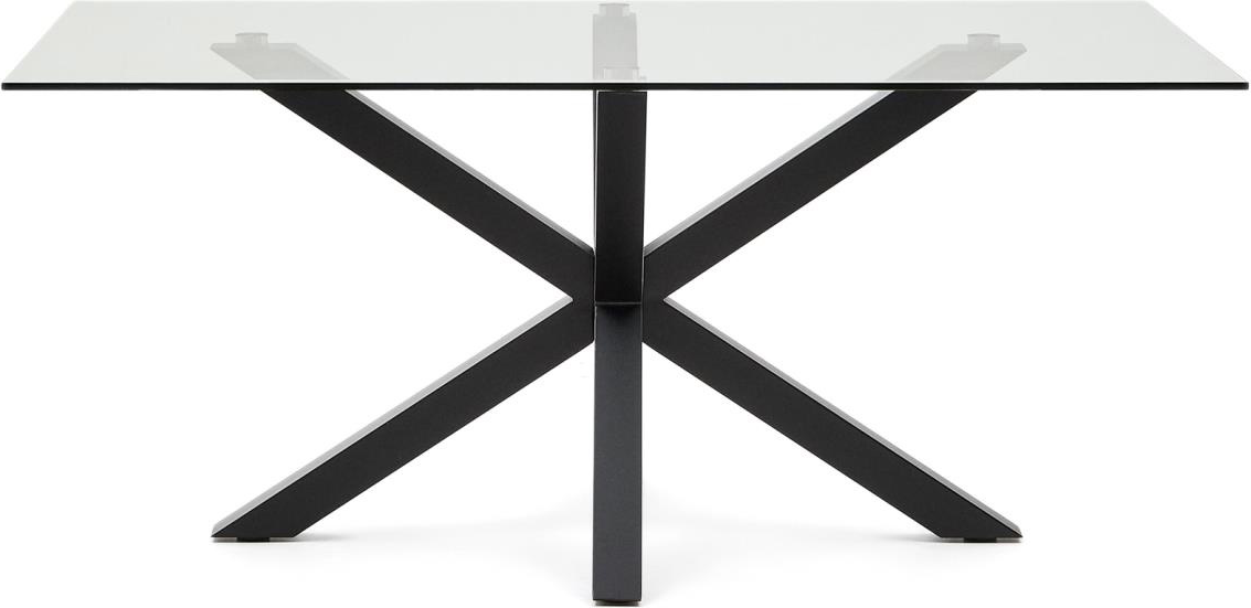 Spisebord Kave Home Argo 160x90x75 cm hærdet glas og sort pulverlakeret stålstel moderne design Spisebord Kave Home Argo 160x90x75 cm hærdet glas og sort pulverlakeret stålstel moderne design