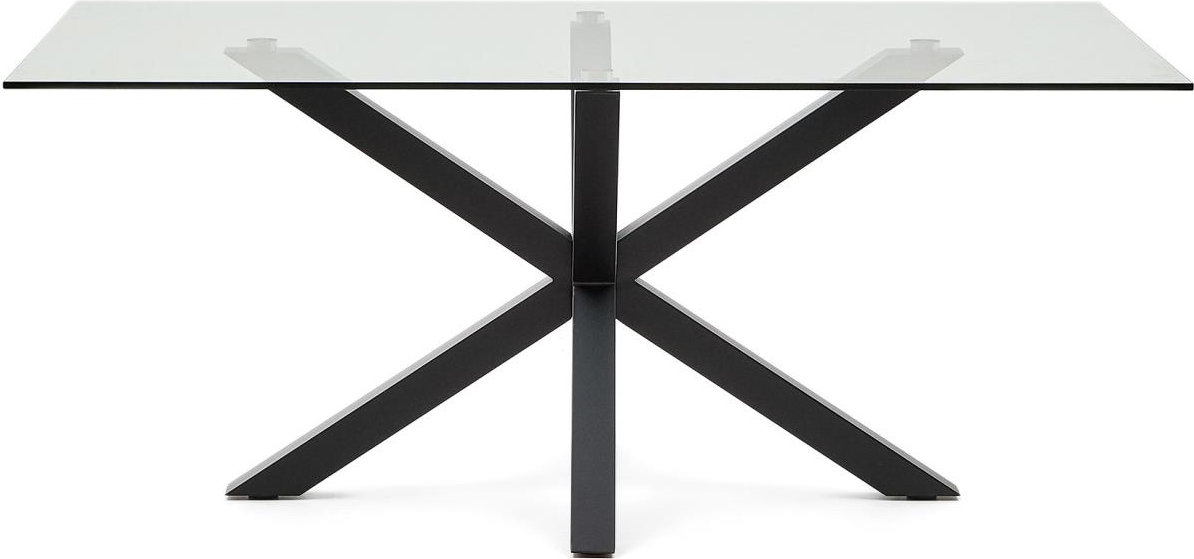 Spisebord Kave Home Argo 180x100 cm i klart hærdet glas og sort pulverlakeret stål til 8 personer Spisebord Kave Home Argo 180x100 cm i klart hærdet glas og sort pulverlakeret stål til 8 personer