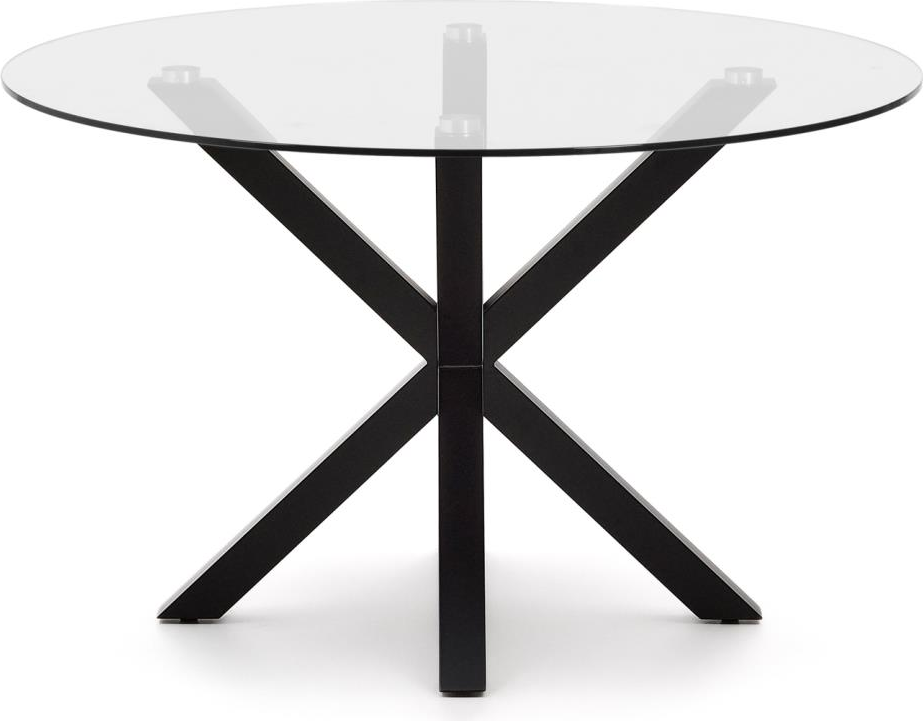 Spisebord Kave Home Argo Ø119 cm hærdet glas og sort pulverlakeret stålstel Spisebord Kave Home Argo Ø119 cm hærdet glas og sort pulverlakeret stålstel