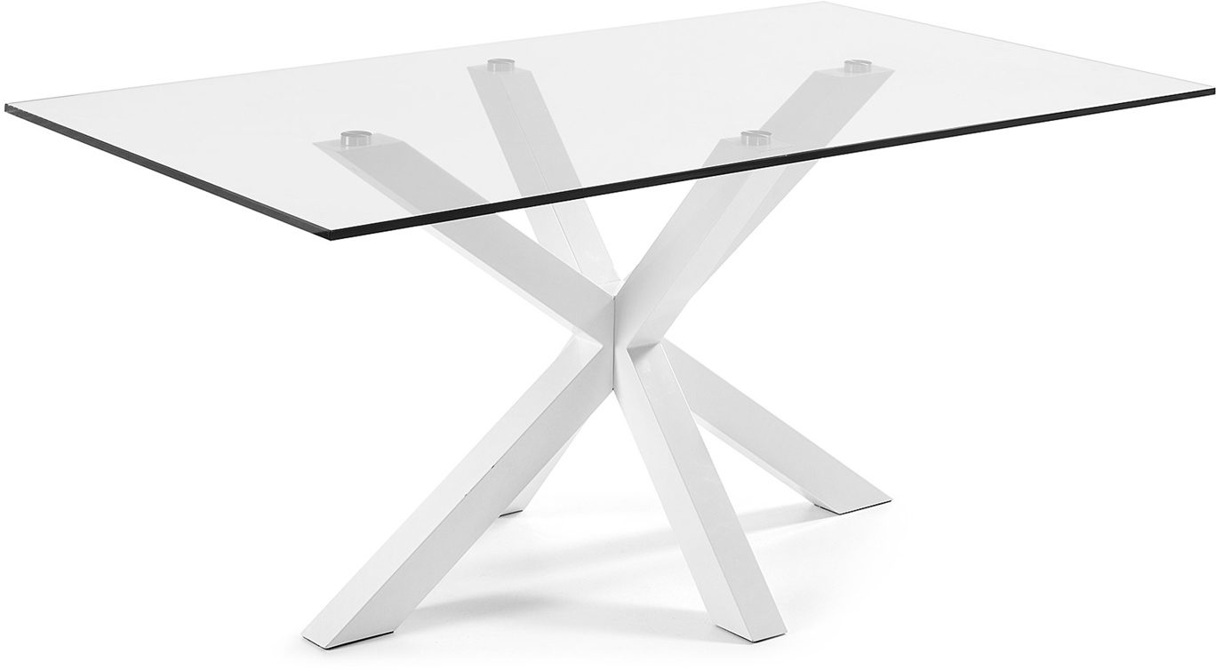 Spisebord Kave Home Argo glasbord med hvidt pulverlakeret stålstel 160x90 cm Spisebord Kave Home Argo glasbord med hvidt pulverlakeret stålstel 160x90 cm