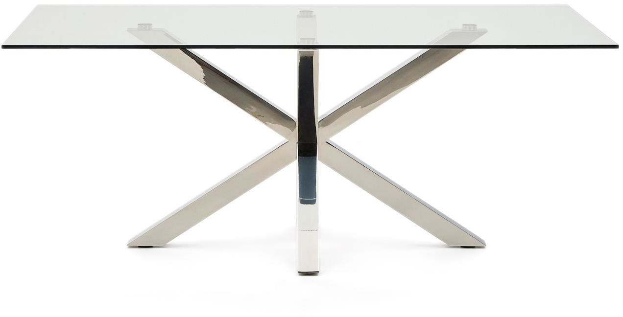 Spisebord Kave Home Argo - hærdet glas & rustfrit stål, 200x100 cm, plads til 8 personer Spisebord Kave Home Argo - hærdet glas & rustfrit stål, 200x100 cm, plads til 8 personer