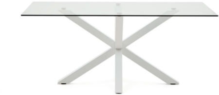 Spisebord Kave Home Argo hærdet glas/stål klar/hvid 180x100 cm