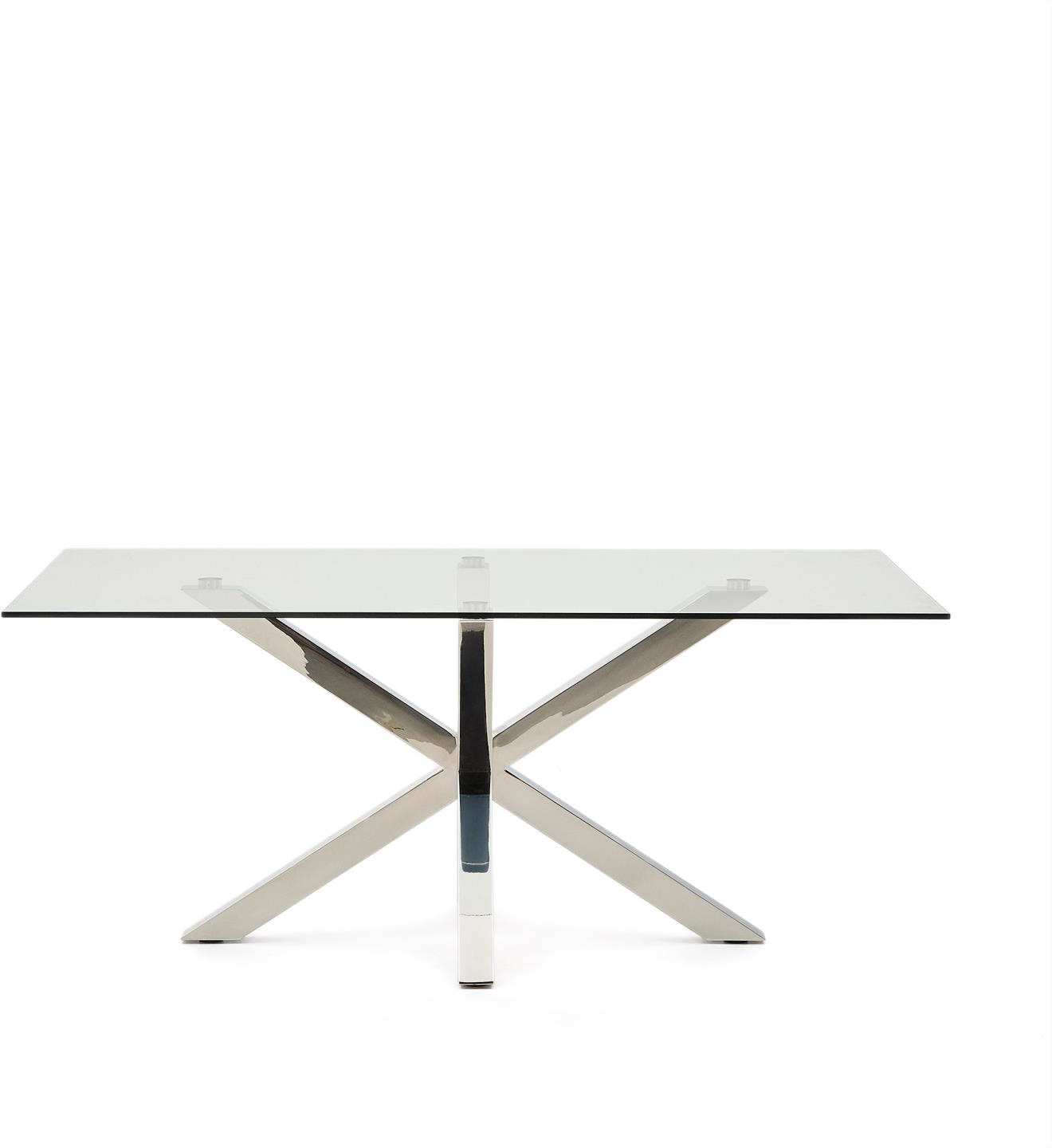 Spisebord Kave Home Argo i hærdet glas og rustfrit stål klar/sølv 180 x 100 cm Spisebord Kave Home Argo i hærdet glas og rustfrit stål klar/sølv 180 x 100 cm