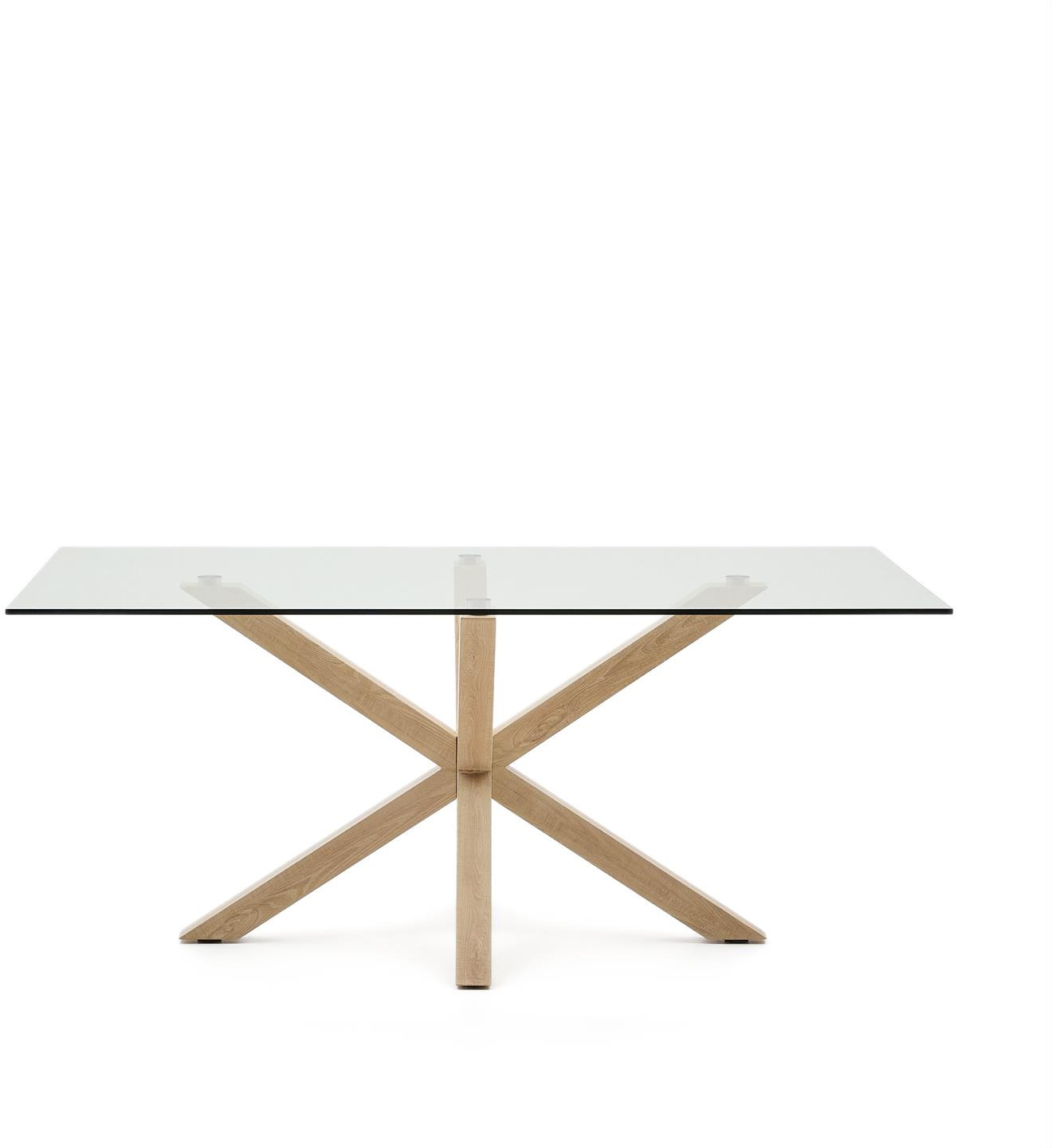 Spisebord Kave Home Argo med hærdet glasbordplade og stålben 180x100 cm nordisk moderne design Spisebord Kave Home Argo med hærdet glasbordplade og stålben 180x100 cm nordisk moderne design