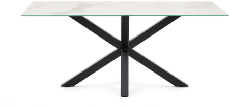 Spisebord Kave Home Arya 180x100 cm keramisk hvid med justerbare stålben