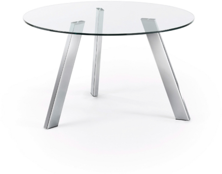 Spisebord Kave Home Carib 130x130 cm klar hærdet glas forkromede stålben moderne design