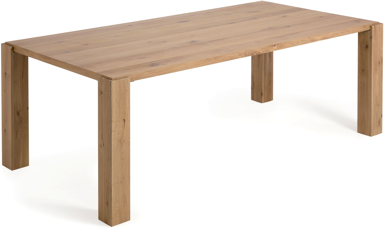 Spisebord Kave Home Deyanira 220x110 cm egetræsfiner massivt egetræsben rustik natur til 8 personer Spisebord Kave Home Deyanira 220x110 cm egetræsfiner massivt egetræsben rustik natur til 8 personer