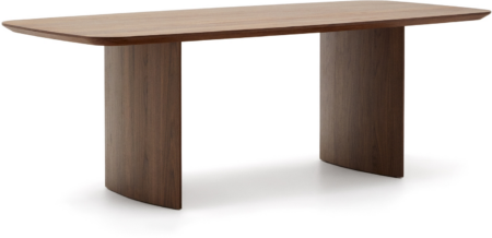 Spisebord Kave Home Litto 240x100 cm mørk valnøddefineret MDF dobbelt piedestal