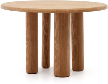 Spisebord Kave Home Mailen natur askefiner MDF E0 rustik kolonial 120x120 cm til 4 personer justerbare ben