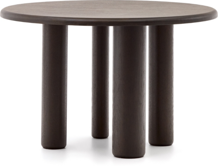 Spisebord Kave Home Mailen rund sort Ø120 cm i askefinér og massivt træ
