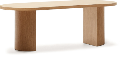 Spisebord Kave Home Nealy 200x100 cm natur oval MDF/egetræsfinér til 6 personer moderne nordisk