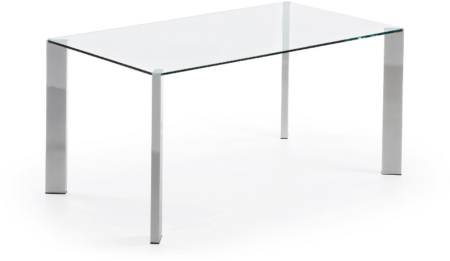 Spisebord Kave Home Spot - klart hærdet glas bord med forkromet stel, 162x92 cm