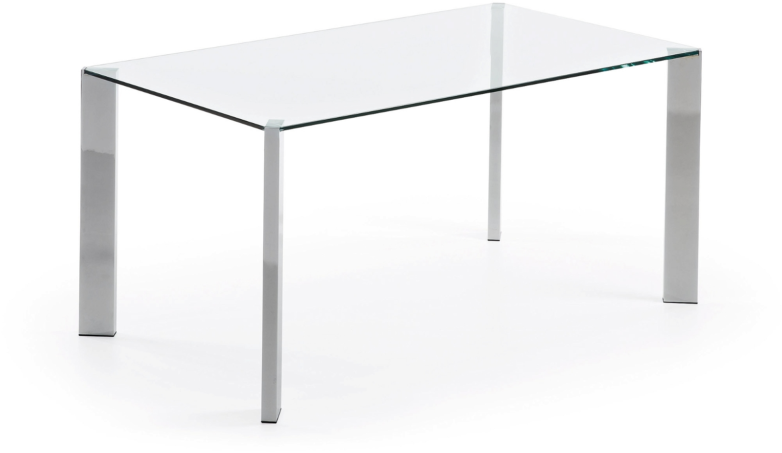 Spisebord Kave Home Spot - klart hærdet glas bord med forkromet stel, 162x92 cm Spisebord Kave Home Spot - klart hærdet glas bord med forkromet stel, 162x92 cm