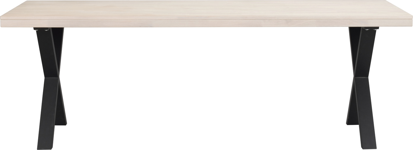 Spisebord Rowico Brooklyn 220x95 cm hvidvasket, oliebehandlet egetræ med sorte X-ben Spisebord Rowico Brooklyn 220x95 cm hvidvasket, oliebehandlet egetræ med sorte X-ben