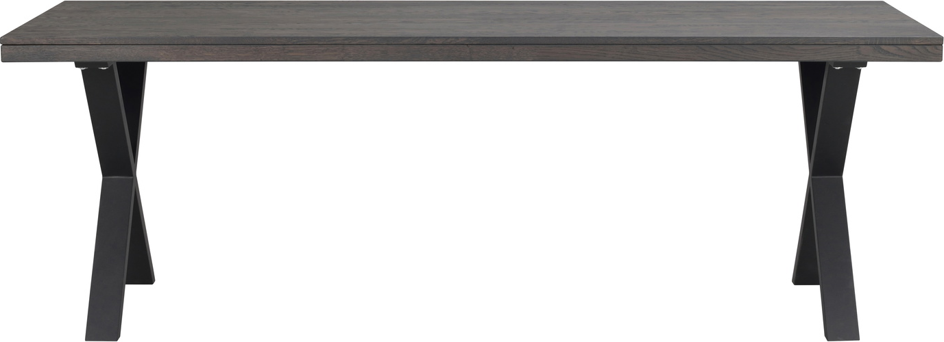 Spisebord Rowico Brooklyn X-ben 220x95 cm massiv egetræ mørkebrun metal Spisebord Rowico Brooklyn X-ben 220x95 cm massiv egetræ mørkebrun metal