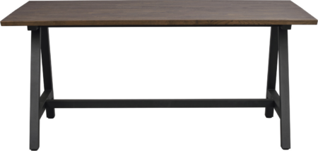 Spisebord Rowico Carradale 170x100 cm massivt fingerleddet olieret egetræ & sort pulverlakeret metalstel udvidelsesbart FSC 100%