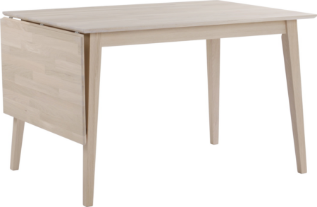 Spisebord Rowico Filippa i hvidkalket olieret egetræ 100% FSC med klapplade 120 - 165 cm
