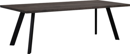 Spisebord Rowico Fred 240x100x75 cm massivt egetræ stålbørstet pulverlakerede metalben industrielt mørkebrun