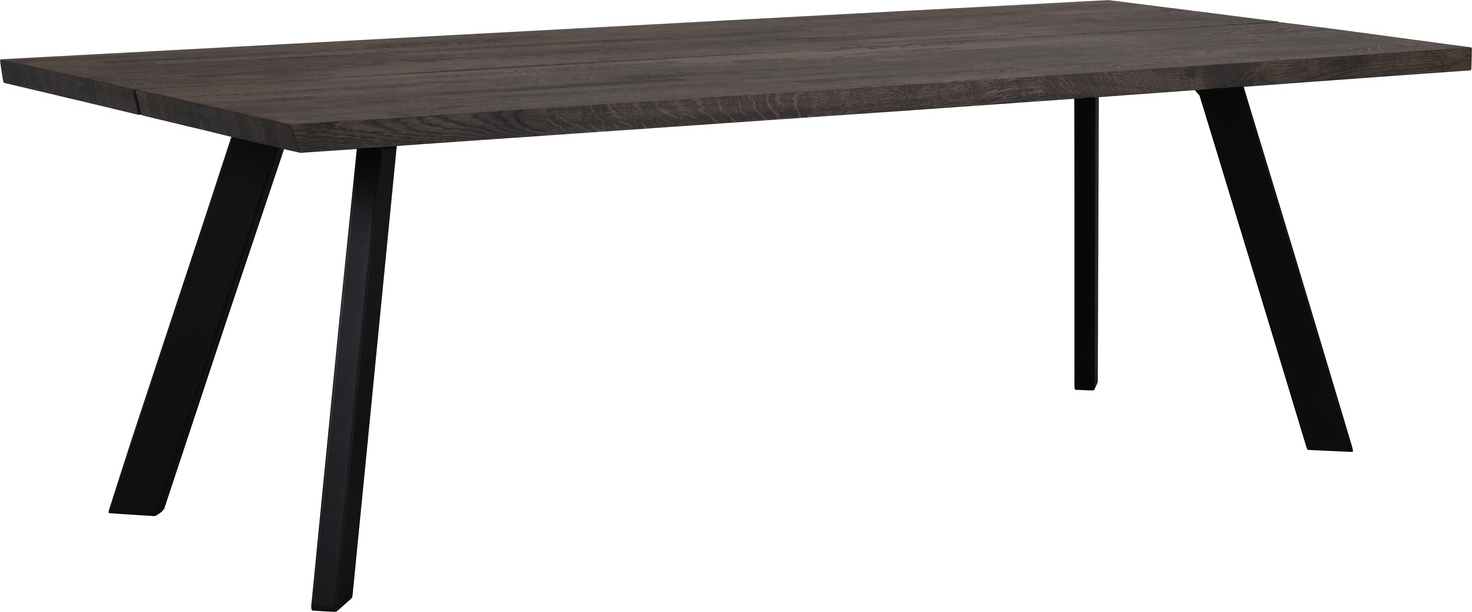 Spisebord Rowico Fred 240x100x75 cm massivt egetræ stålbørstet pulverlakerede metalben industrielt mørkebrun Spisebord Rowico Fred 240x100x75 cm massivt egetræ stålbørstet pulverlakerede metalben industrielt mørkebrun